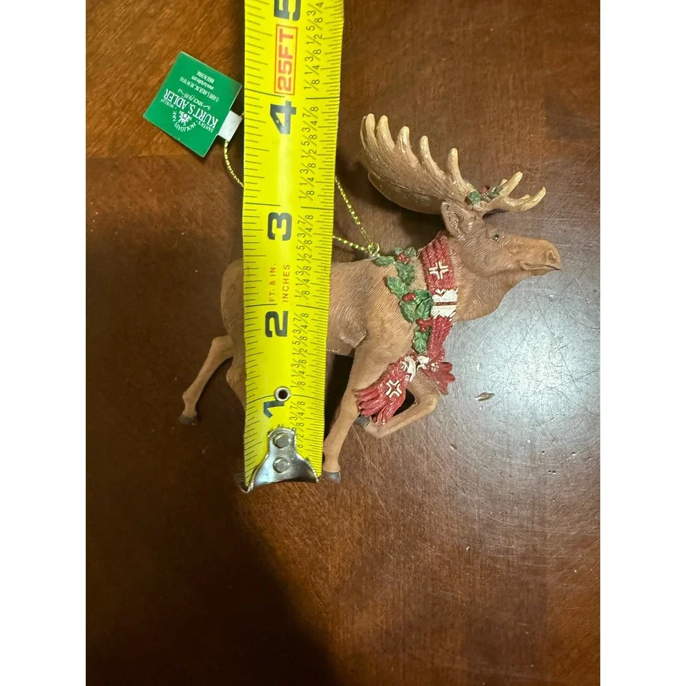 Kurt Adler Moose Christmas Ornament Festive Scarf Holly Berries‎ Hanging